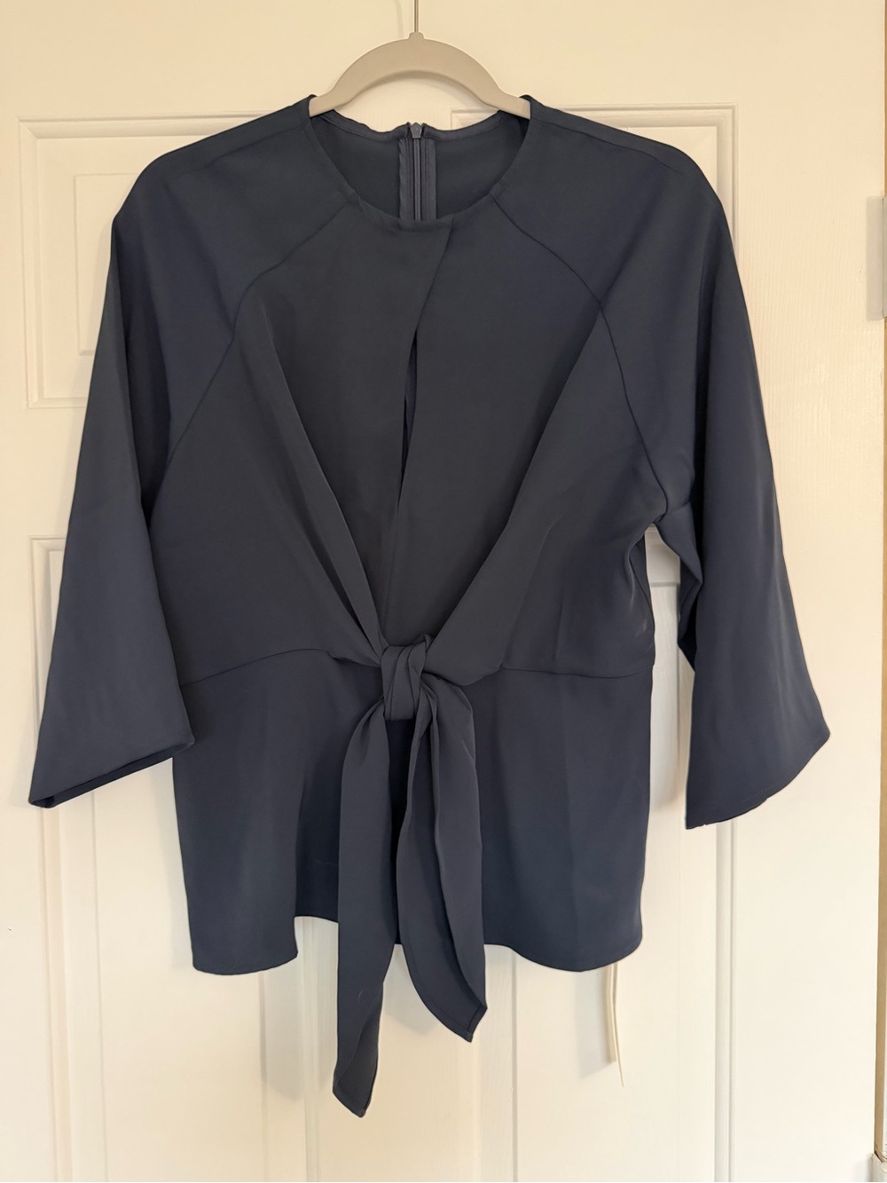 Commense Slate Blue Tie-Front Blouse